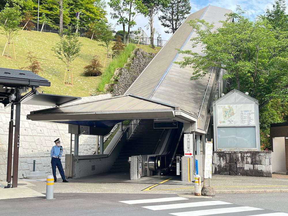 escalator from bus stop